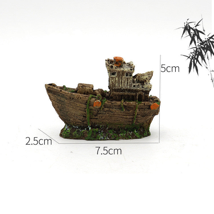 Fish Tank Landscaping Resin Boat