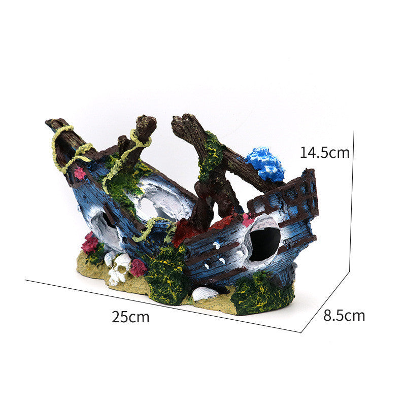 Fish Tank Landscaping Resin Boat