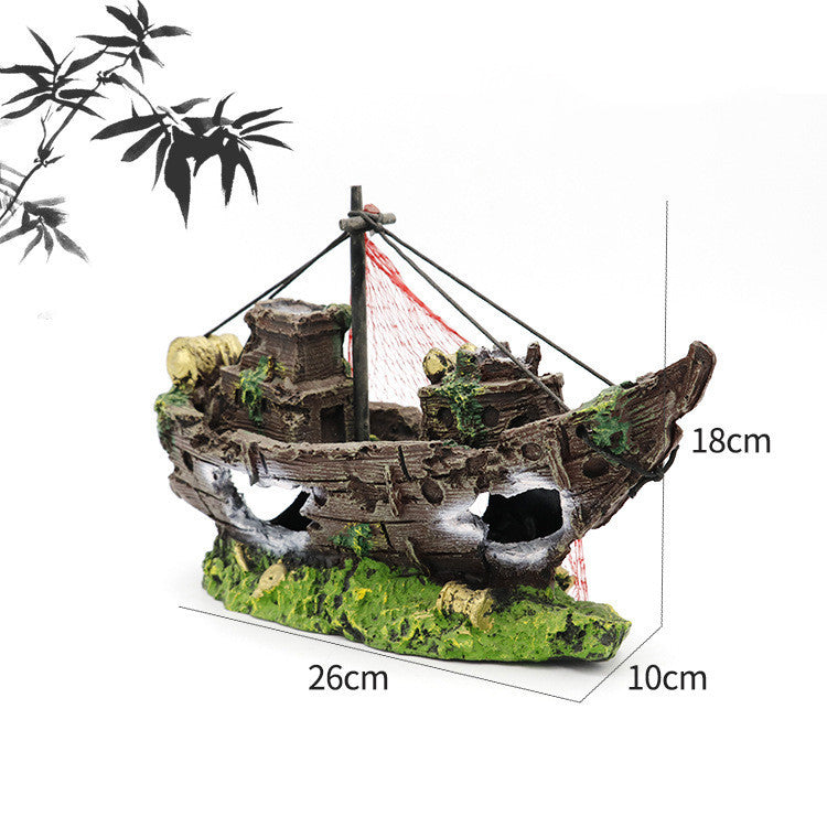 Fish Tank Landscaping Resin Boat