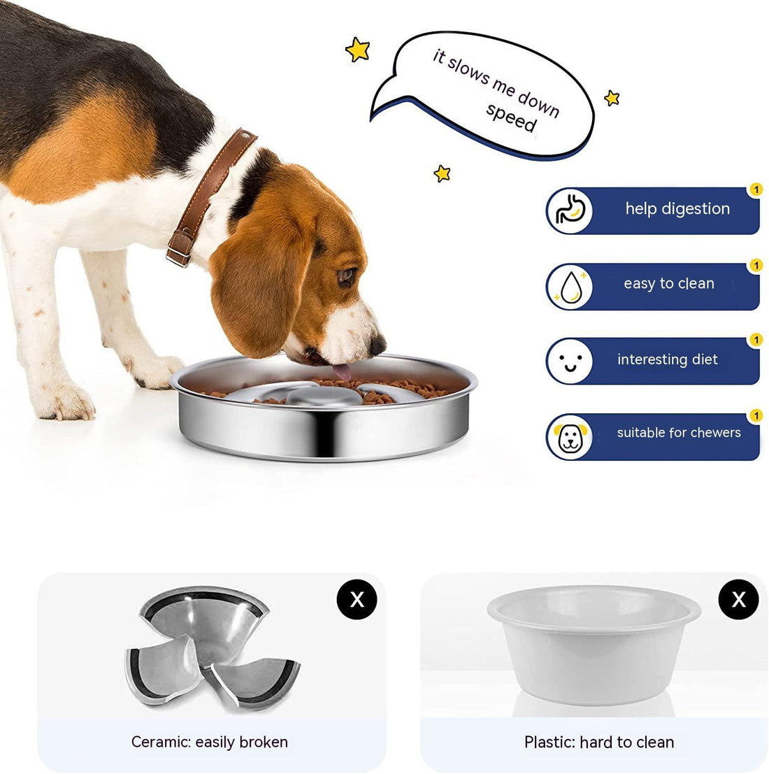 Pet Slow Feeding Bowl Stainless Steel